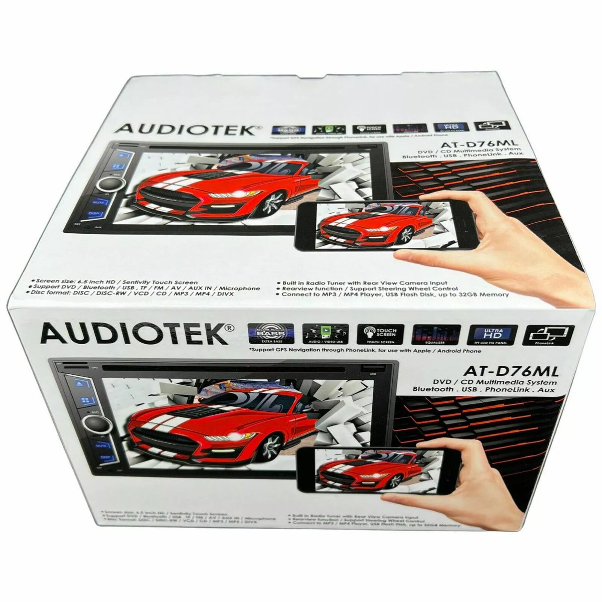 Audiotek AT-D76ML Double DIN 6.2" Touchscreen Receiver