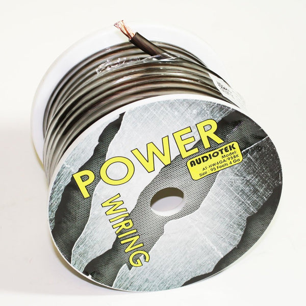 Audiotek AT-HW4GA/95BK 4 Gauge 95-Ft Black Hot Wire