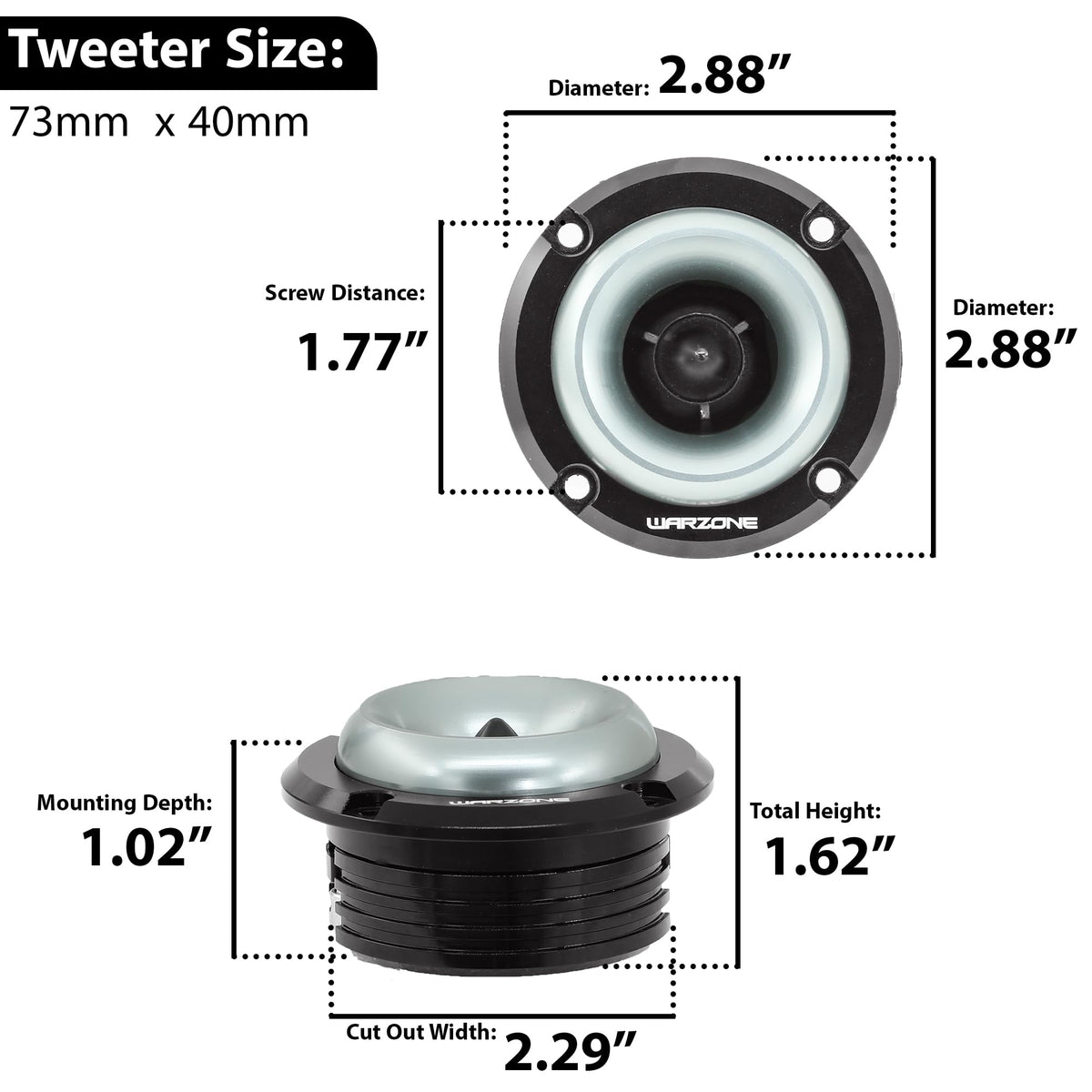 Warzone WZ20TW 2.88" Super Tweeter Speakers (Pair)