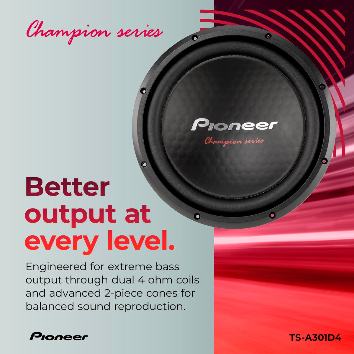 Pioneer TS-A301D4 12" Dual 4-Ohm Car Subwoofer