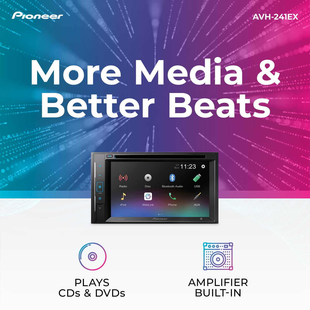 Pioneer AVH-241EX 6.2" Double DIN DVD Receiver
