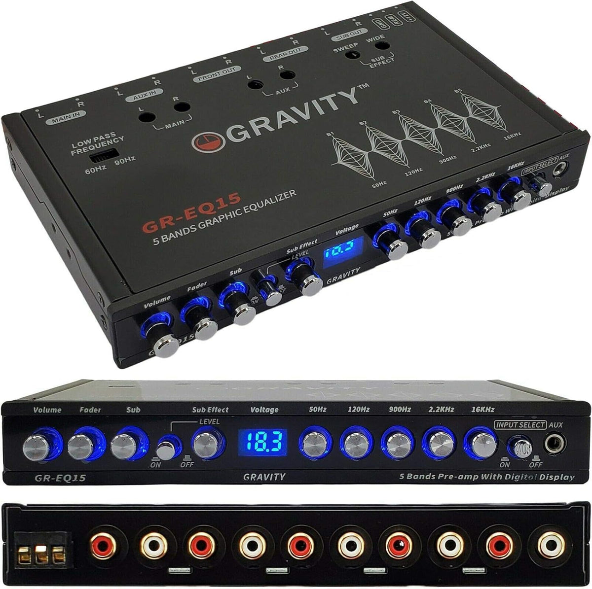 Gravity GR-EQ15 1/2 DIN 5-Band Car Audio Equalizer