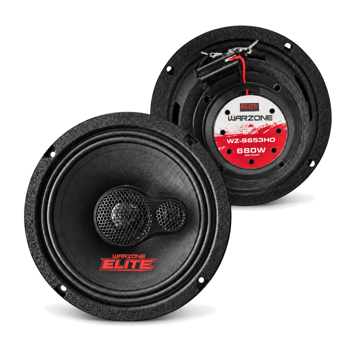 Warzone WZ-S653HD 6.5-Inch Harley-Davidson Motorcycle Speakers with Super Tweeter, 680W Max, 4 Ohm Neodymium Coaxial Pair, 2014-Up Fairing & Saddlebag Direct Fit