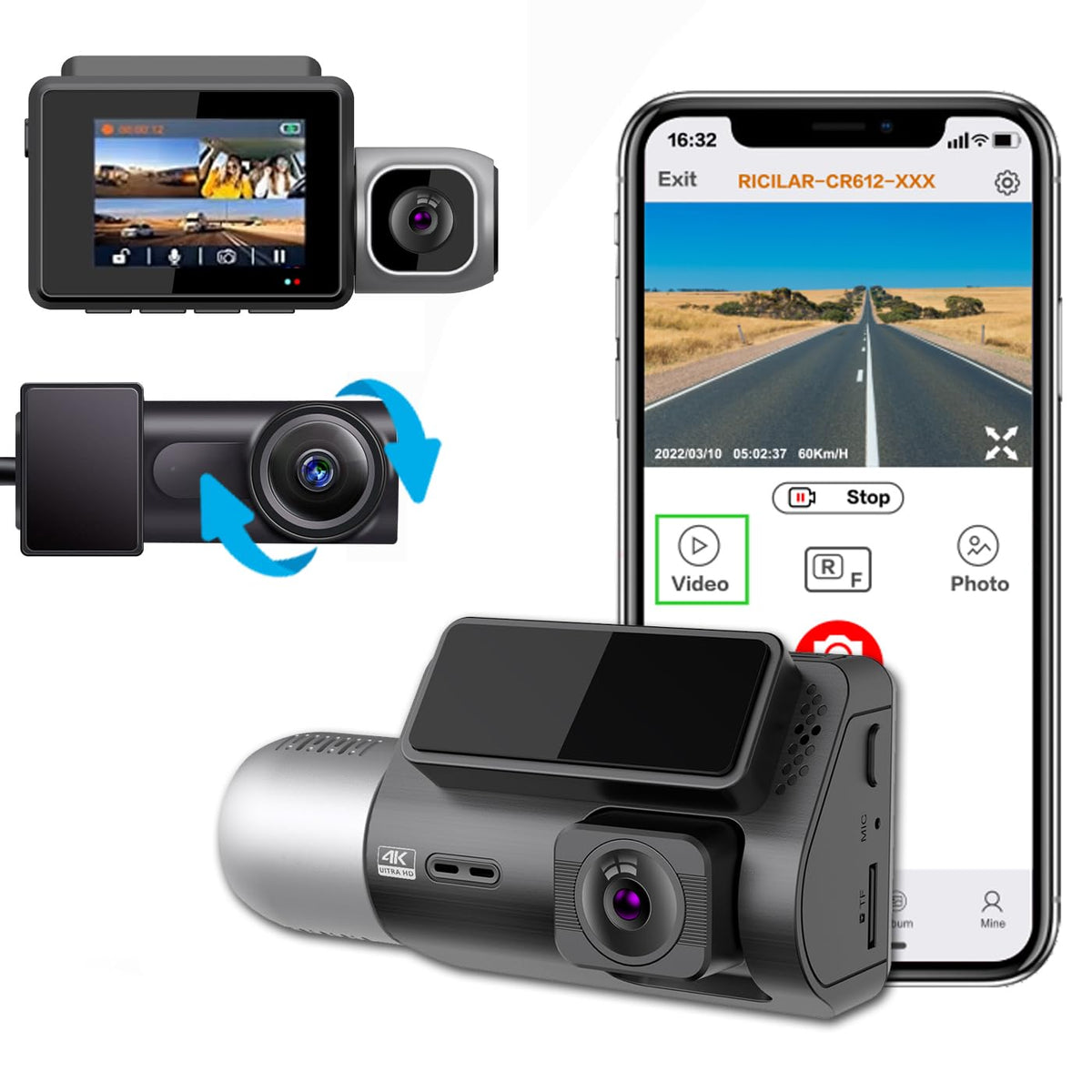 Xtremevision G-422WCH 3-Channel 4K Mirror Dash Cam