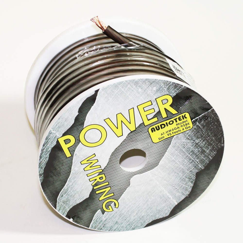 Audiotek AT-HW4GA/95BK 4 Gauge 95-Ft Black Hot Wire