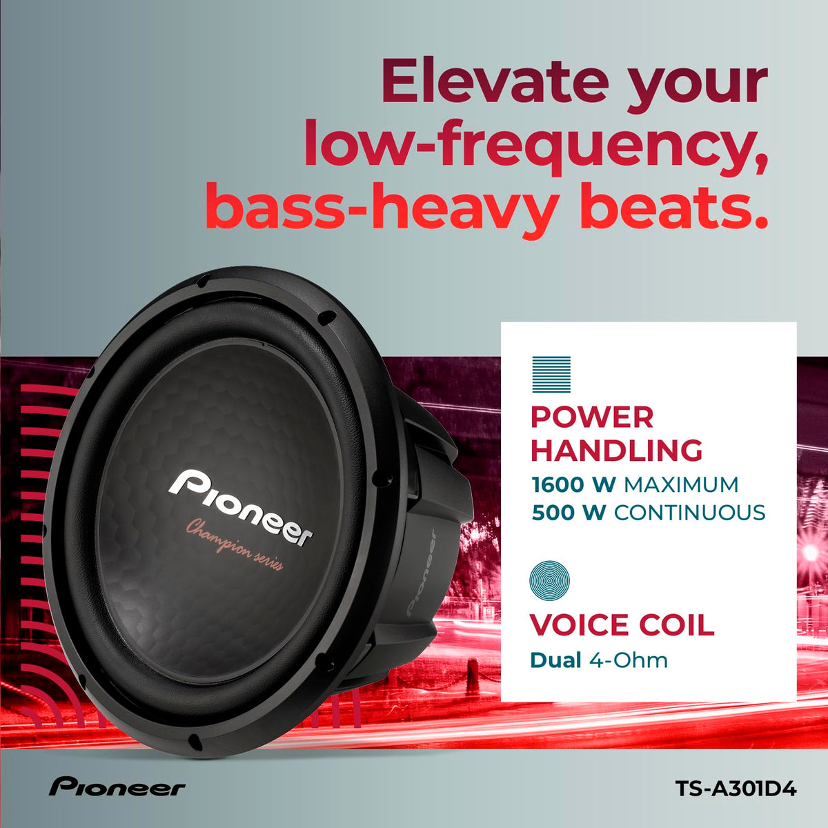Pioneer TS-A301D4 12" Dual 4-Ohm Car Subwoofer
