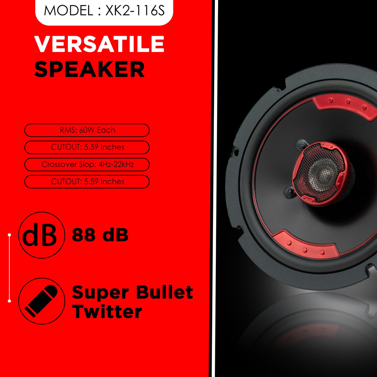 MB Quart XK2-116S 6.5" Slim-Mount Coaxial Speakers