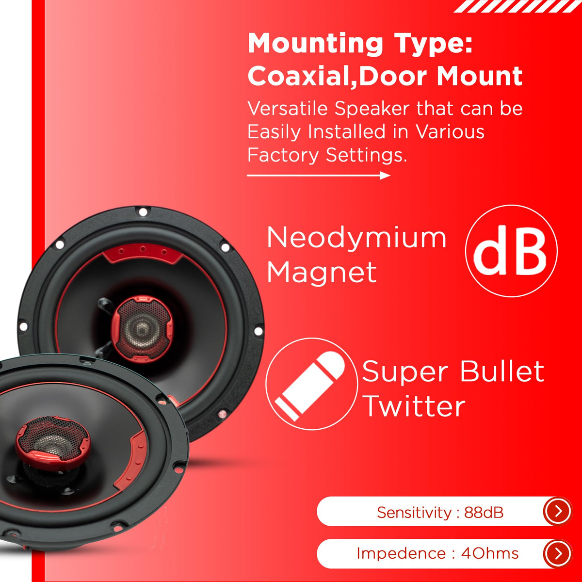 MB Quart XK2-116 6.5" 2-Way Coaxial Speakers
