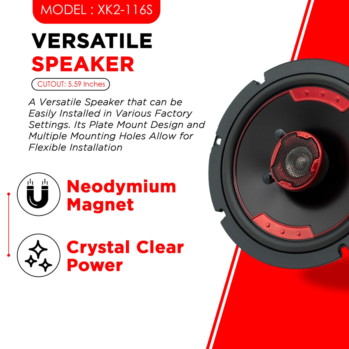 MB Quart XK2-116S 6.5" Slim-Mount Coaxial Speakers
