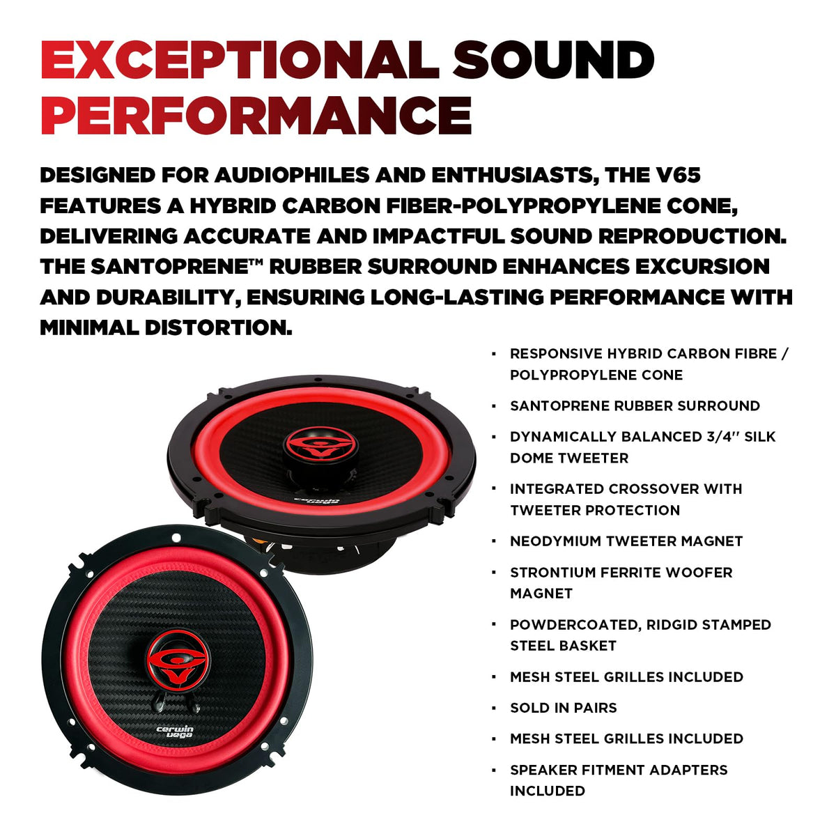 Cerwin Vega CER-V65 6.5" 2-Way Coaxial Speakers