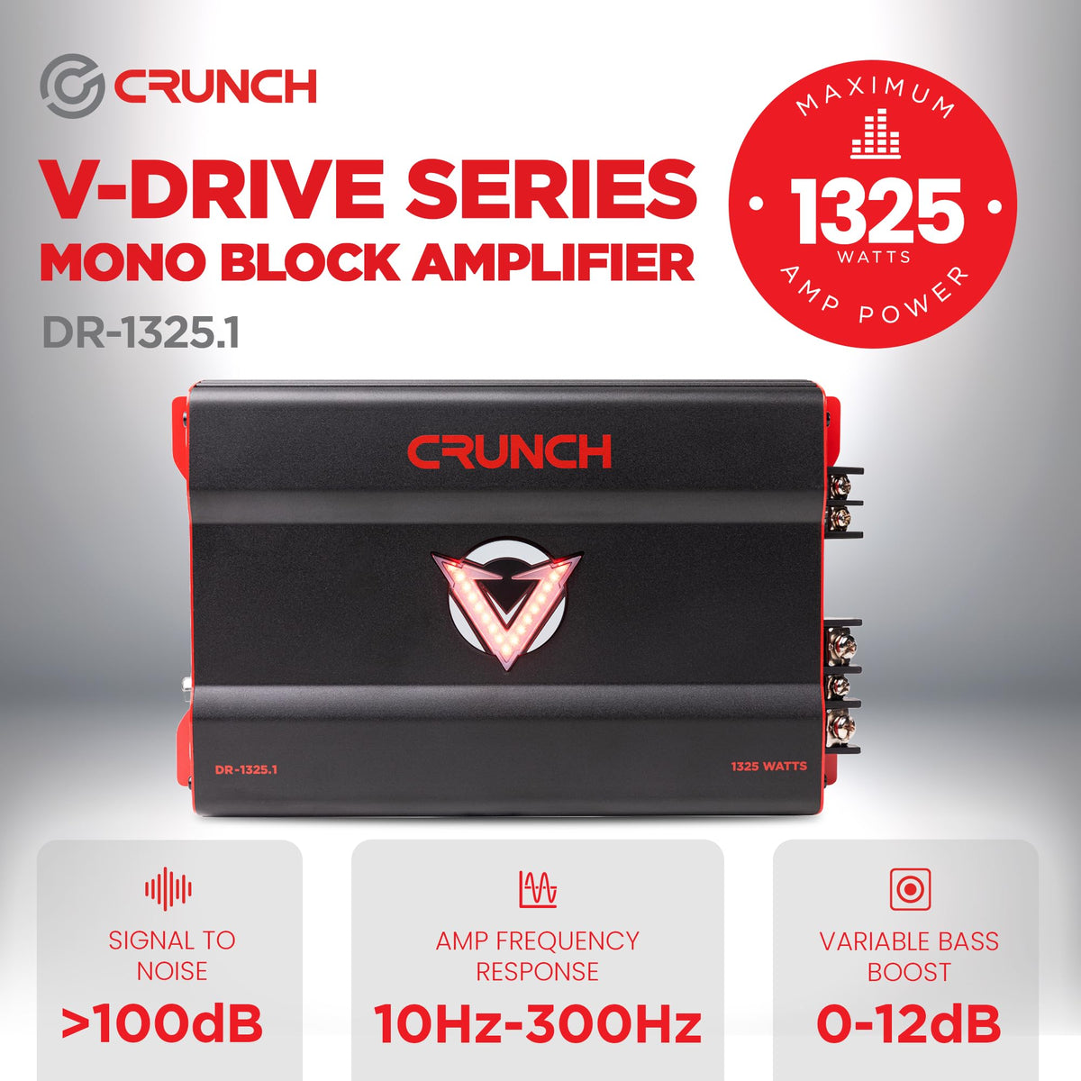 Crunch DR-1325.1 V-Drive Mono Subwoofer Amplifier
