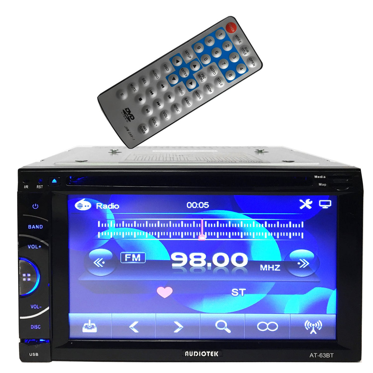Audiotek AT-63BT 6.5" Double DIN DVD Receiver