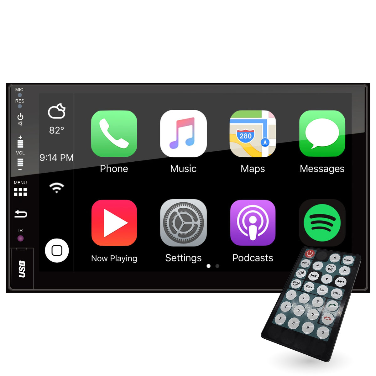 Gravity VGR-M75CP 7-Inch Double DIN Wireless CarPlay Stereo