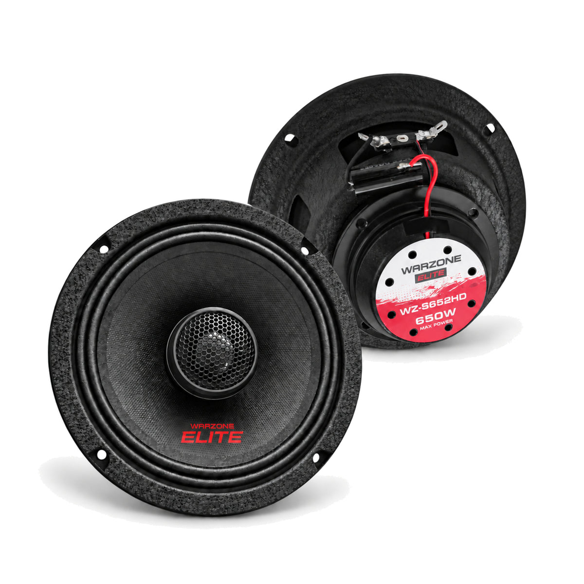 Warzone WZ-S652HD 6.5 Inch Motorcycle Speakers for 2014-Up Harley-Davidson Fairing & Saddlebag Lids - 650W Max, 325W RMS Pair, Neodymium, Weather-Resistant 2-Way Coaxial