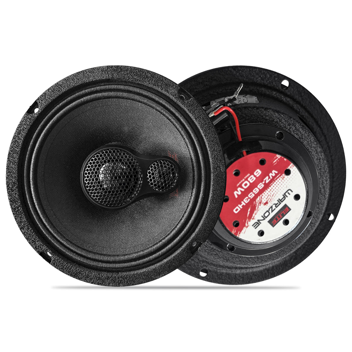 Warzone WZ-S653HD 6.5-Inch Harley-Davidson Motorcycle Speakers with Super Tweeter, 680W Max, 4 Ohm Neodymium Coaxial Pair, 2014-Up Fairing & Saddlebag Direct Fit